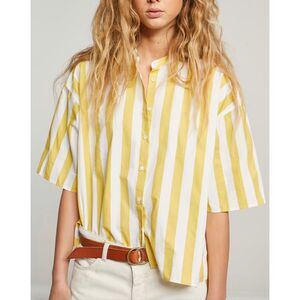 J. Crew Stripe Button Down Shirt /3X in Yellow and White